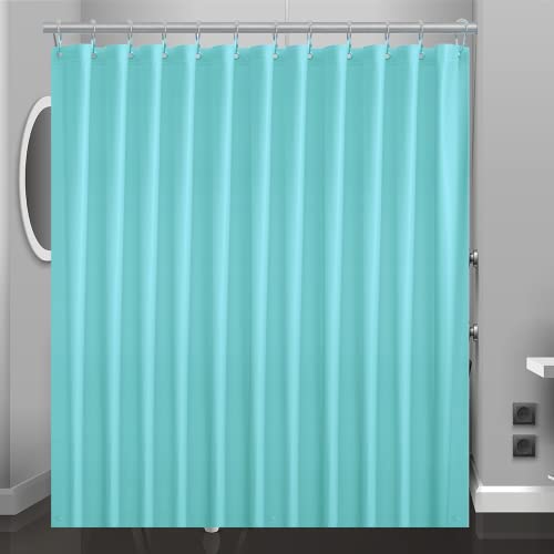 Aqua Blue Plastic Shower Curtain Or Liner, 72x72 Inch Lightweight Teal Blue Plastic Bathroom Shower Showroom Inner Curtain with Rustproof Metal Grommet Holes and Weighted Magnets - color: D05-aqua, size: 72"W x 72"L (Pack of 1)
