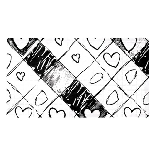 Bathtub Mats for Shower Tub, Doodle Checkerboard Texture and Seamless Hearts Anti-Slip Bath Mats for Inside Tub, Bathroom Shower Mats with Drain Holes and Suction Cups - color: Multi 08