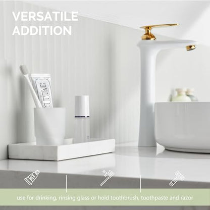 Angle Simple Bathroom Rinsing Cup, Frosted Glass Tumbler Cup | Toothbrush and Toothpaste Holder Drinking Glasses Glassware Replacement