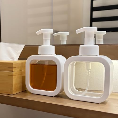 Foaming Soap Dispenser, 300ml (10oz) Plastic Refillable Foaming Hand Soap Dispenser with 8 Pcs Waterproof Labels, Foam Pump Bottle for Bathroom and Kitchen (White) - color: White
