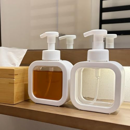 Foaming Soap Dispenser, 300ml (10oz) Plastic Refillable Foaming Hand Soap Dispenser with 8 Pcs Waterproof Labels, Foam Pump Bottle for Bathroom and Kitchen (White) - color: White