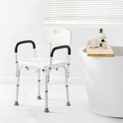 VEVOR Shower Chair, Shower Seat with Back, Adjustable Height Shower Stool, Shower Chair for Inside Shower Bathtub, Non-Slip Bathroom Bench Bath Chair for Elderly Disabled Handicap, 350 LBS Capacity - color: Shower Chair