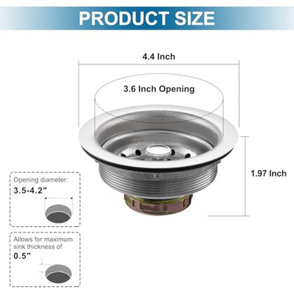 ZM Kitchen Sink Basket Strainer with Stopper, 3-1/2” Drain - style: Standard