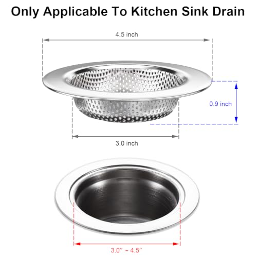 Seatery Kitchen Sink Drain Strainers/Filter/Screen/Basket Strainer, Stainless Steel Food Scraps Drain Catcher, Outer Diameter 4.5 inch/11.3cm, Inner Diameter 3 inch/7.6cm, Pack of 4 - size: 3.5 inch