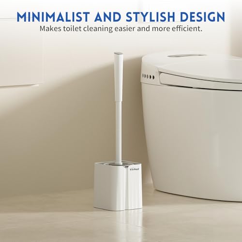 Y-in Hand 2 Pack Silicone Toilet Brush, Soft Toilet Bowl Brush Set for Deep Cleaning. Bathroom RV Accessories with Long Handle, Wall mountable. - White - color: White Silicon-2 Pack