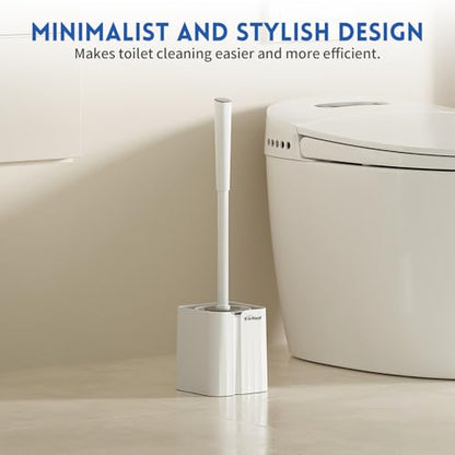 Y-in Hand 2 Pack Silicone Toilet Brush, Soft Toilet Bowl Brush Set for Deep Cleaning. Bathroom RV Accessories with Long Handle, Wall mountable. - White - color: White Silicon-2 Pack