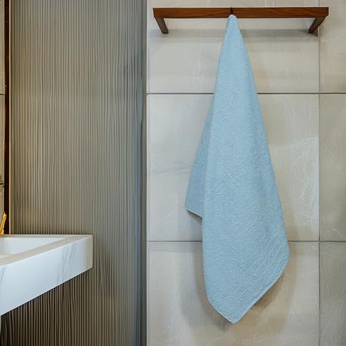 4 Piece Extra Large Bath Towels 30 x 60 Inches, Sky Blue | 100% Cotton, Larger & Lighter Weight, Quicker to Dry, Super Soft and Absorbent, Perfect for Bathroom - color: Sky Blue