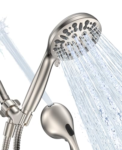 JDO Shower Head with Handheld, High Pressure Handheld Shower Head 9 Settings, Detachable Shower Head Set with Stainless Steel Hose and Shower Bracket (Brushed Nickel) - color: Brushed Nickel