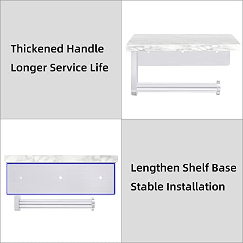 Gypie Toilet Paper Holder with Marble Shelf, Wall Mounted Brushed Nickel | Stainless Steel Tissue Roll Paper Holder Dispenser for Bathroom Washroom - color: Brushed Nickel