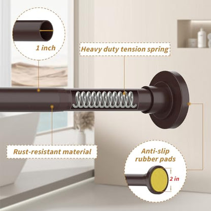 Thestoa Bronze Tension Shower Curtain Rod, 30-56 Inches with Holders | Includes adhesive holders, rustproof stainless steel, no-drilling spring tension for bathroom, closet & window - color: Bronze, size: 30"-56"