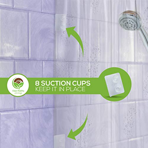 PEVA Shower Curtain Liner, Clear, 70 x 71 in, Premium | Premium PEVA shower liner, Clear, 70 x 71 in; magnets and suction cups help reduce shifting along the tub or shower. - color: Clear