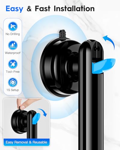 Upgraded 2-Pack Grab Bars for Shower Bathroom Wall, Heavy-Duty Suction Grab Bars Shower Handle Safety for Elderly Seniors Handicap, No Drilling Tool-Free, Reusable (Black and White) - color: Black+White