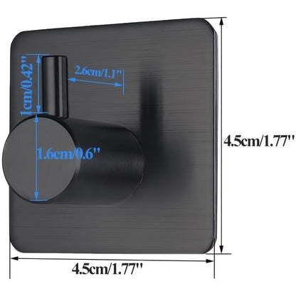 3PCS 3pcs Stainless Steel Sticky Hooks Matte Black Self Adhesive Waterproof Towel Hooks for Shower Walls Bathroom Kitchen, Black - color: Black