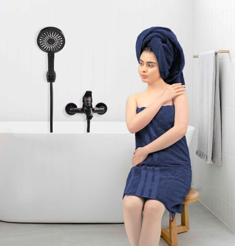 Bath Towels Set of 4 Extra Large Towels Set, 30x60 in, 100% Uzbek Cotton 600 GSM, Oeko-TEX, Larger & Lighter Weight, Quicker to Dry, Super Soft and Absorbent, Perfect for Bathroom – Navy - color: Navy