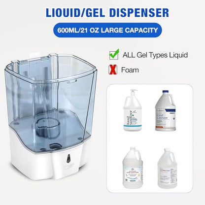 4 Pack Automatic Soap Dispenser Touchless,600 ml / 20 oz Commercial Hand Soap Dispenser,Wall Mount Hand sanitizer Dispenser for Bathroom Offices Home Kitchen Hotel,White - color: White