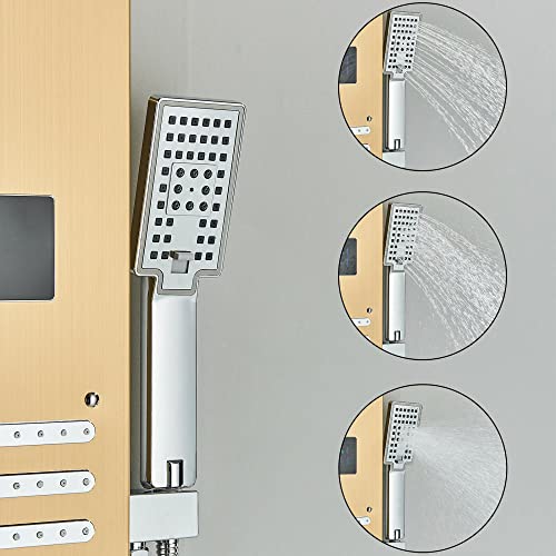 LED Rainproof and Waterfall Shower Panel Tower rain Massage System Body Jet Gold