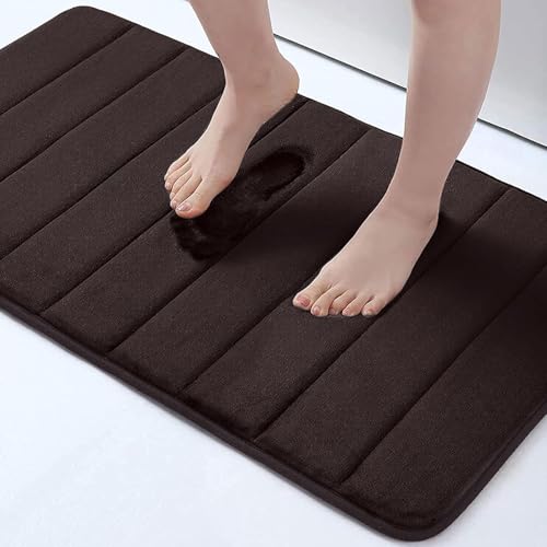 Buganda Memory Foam Bath Mat 34 x 20, Ultra Soft Absorbent Bathroom Rugs | Brown, Machine Washable Quick Dry Bath Mats for Bathroom Floor, Shower and Tub, Home Decor Accessories - color: Brown, size: 34" X 20"