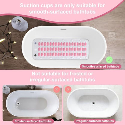 Bubble Bath Massager Mat with 6-Level Adjustment & Remote Control | Upgraded anti-slip suction cup，Inflatable pillow，Portable storage，Relieve muscle soreness and fatigue - color: Pink