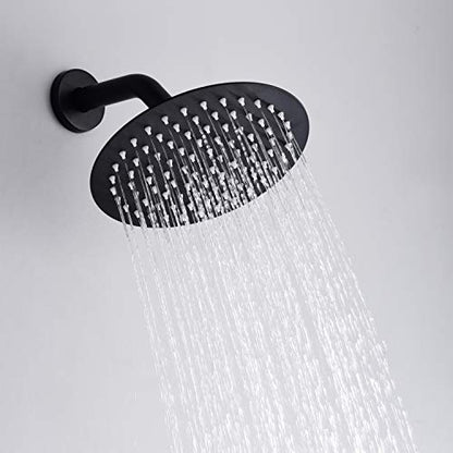 SUMERAIN Matte Black Rain Shower System with 8" Rain Shower Head | Waterfall Tub Spout, Brass Handheld Shower, Shower Faucet Set, Concealed Box Design, Easy to Maintain and Install - color: Matte Black, size: 3 Function