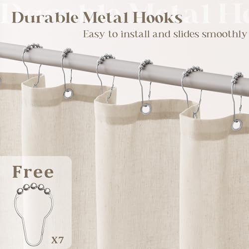Beige Linen Shower Curtain for Bathroom Water Repellent 36x72 Inch | Small Stall Narrow Size Half, Shower Curtains, Tan Earthy Tone, Boho Farmhouse Rustic, RV Drapes, with Hooks, 36 x 72 Inches - color: Warm Beige, size: 36"W x 72"L (Pack of 1)