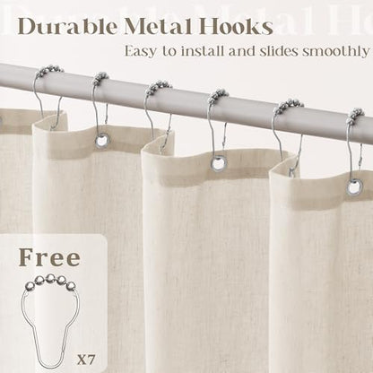 Beige Linen Shower Curtain for Bathroom Water Repellent 36x72 Inch | Small Stall Narrow Size Half, Shower Curtains, Tan Earthy Tone, Boho Farmhouse Rustic, RV Drapes, with Hooks, 36 x 72 Inches - color: Warm Beige, size: 36"W x 72"L (Pack of 1)