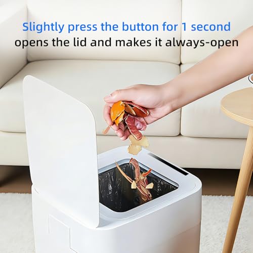 4.5 Gallon Smart Self-Sealing & Self-Changing Trash Can, 17L Automatic Motion Sensor Garbage Bin with Lid, Touchless Electric Wastebasket for Bathroom, Bedroom, and Office - White - size: 4.5 Gallon-Standard