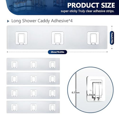 Shower Caddy Adhesive Replacement Hooks, Strong Waterproof Strips, No Drilling for Bathroom Shelves, Kitchen Racks, and Soap Holders (Transparent-4 Pack 3 Hook) - color: Transparent-4 Pack 3 Hook