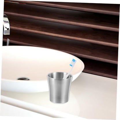 SHOWERORO Stainless Steel Travel Tumbler Cup Unbreakable Bathroom Drinking Versatile Mouthwash Toothbrush Holder Lightweight Stackable Design for Camping Home Use