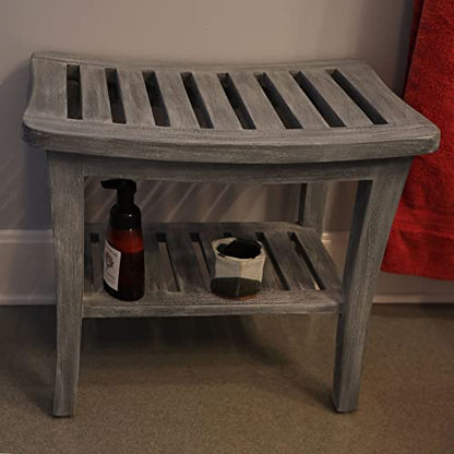 Weathered Genuine Teak Bench - color: Weathered Gray