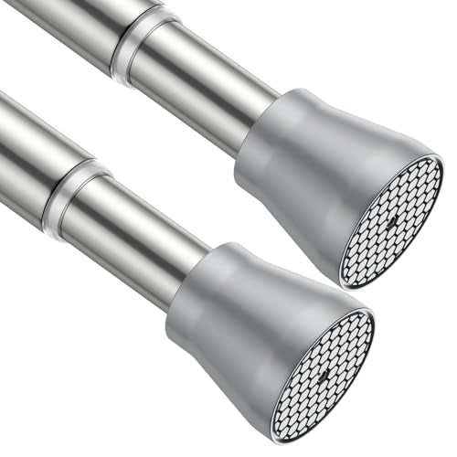 Spring Tension Curtain Rods Shower Curtain Rods 28-49" Silver 2-Pack | No drill, non-slip, rust-resistant. 7/8" diameter. Versatile for windows, doors, bathroom, closet. Easy install. - color: Silver, size: 28" to 49"-2Pcs