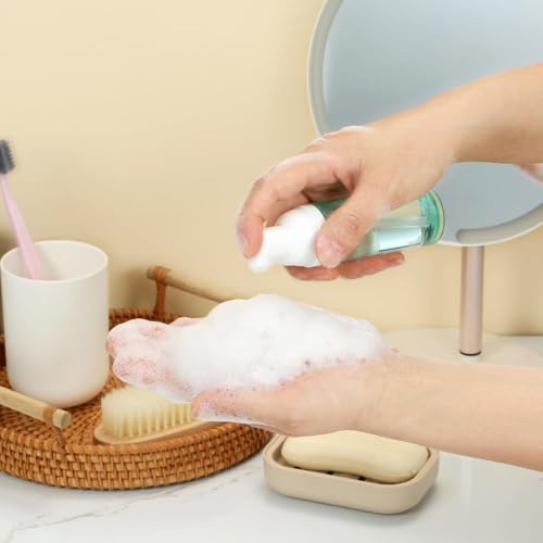 3 Pack Foam Pump Bottle Travel 60 ml/2 oz Small Size Mousse Foaming Soap Dispenser, Clear Plastic Foam Soap Dispenser Mini Empty Refillable Pump Containers (Green) - color: Green