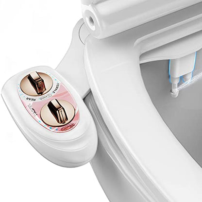 YASFEL Bidet Attachment for Toilet - Self-Cleaning Bidet with Pressure Controls, Non-Electric Cold with Dual Nozzles for Frontal/Rear Wash (Rose Gold) - color: Rose Gold