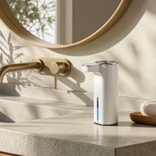 EKO Aroma Touchless Automatic Soap Dispenser for Bathroom and Kitchen, Liquid Hand Soap Dispenser, Water-Resistant and Rechargeable, 9 fl oz (White) - color: White, size: 9 oz (Standard Rechargeable)