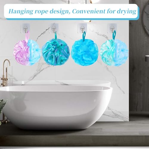 BCKENEY Bath Loofah Shower Sponge Body Back Scrubber Soft Mesh Shower Puffs Exfoliating Loofa for Women & Men Bath Accessories Cleaning Tool (4Pcs 75G, Extra Large) - size: 1 Count (Pack of 4)