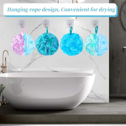 BCKENEY Bath Loofah Shower Sponge Body Back Scrubber Soft Mesh Shower Puffs Exfoliating Loofa for Women & Men Bath Accessories Cleaning Tool (4Pcs 75G, Extra Large) - size: 1 Count (Pack of 4)
