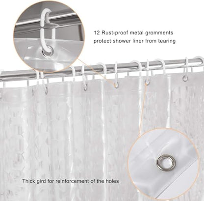 WELTRXE Extra Long Shower Curtain Liner with Magnets, 72 x 84 Inch Waterproof 3D Water Cube Clear Bathroom Shower Curtains, No Chemical Smell, Heavy Duty, Extra Long for Shower Stall, Bathtubs - color: Clear-water Cube, size: 84"W x 72"L (Pack of 1)