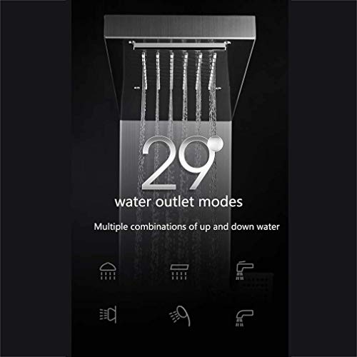 Shower Thermostatic Waterfall Rainfall Shower Panel Tower Shower Shower Column Body Massage Jets Hand Shower Tub Spout Wall Mounted Shower Panel,Silver,B - color: Silver, size: B