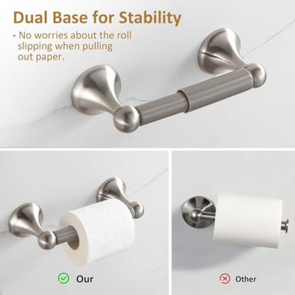 BGL Bathroom Accessories Set, Glossy Stain Nickel Expandable Towel Bar 4-Piece Bathroom Accessory Set Wall Mounted Towel Ring Robe Hook Toilet Paper Holder Towel Holder - color: Glossy Stain Nickel
