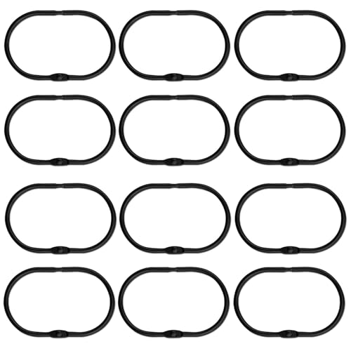 Shower Curtain Hooks 12Pcs Rust Proof Metal Double Glide Shower Hooks Rings for Bathroom Shower Rods Curtains Smooth Gliding Curtain Hooks Bathroom Accessories Black