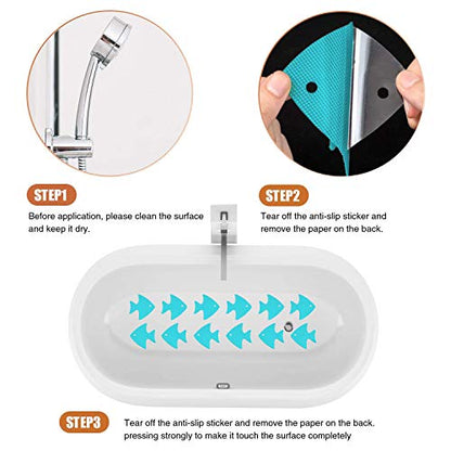 Secopad Bathtub Stickers Non-Slip, 24 PCS Safety Shower Treads Adhesive Appliques with Premium Scraper (Blue) - color: Blue