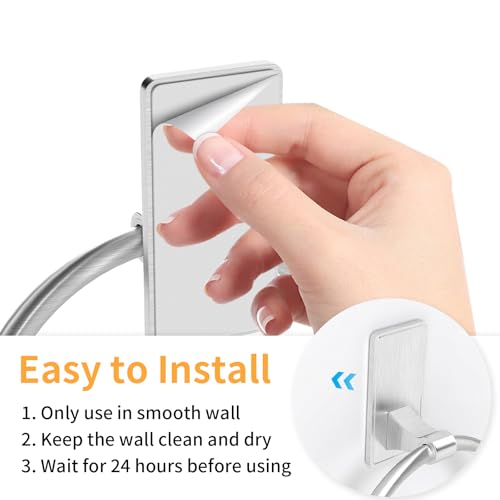 Adhesive Towel Ring, Bathroom Hand Towel Holder SUS304 Heavy Duty Stick On Towel Holder for Kitchen, Brushed Nickel - color: Brushed Nickel, size: Round(1-pack)