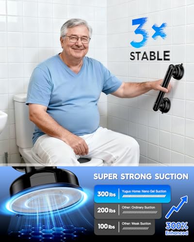 Upgraded 2-Pack Grab Bars for Shower Bathroom Wall, Heavy-Duty Suction Grab Bars Shower Handle Safety for Elderly Seniors Handicap, No Drilling Tool-Free, Easy Removal and Reusable (Black) - color: Black (2 Pack)
