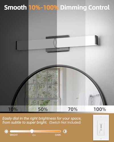 LED Bathroom Vanity Light,24inch Dimmable,25W 2700LM,5700K,ETL,BK | Integrated LED Modern Bathroom Light Fixtures,Matte Black Vanity Lighting Fixture Over Mirror,Wall Lights,ETL Certified - color: 5700K, size: 24in-5700k