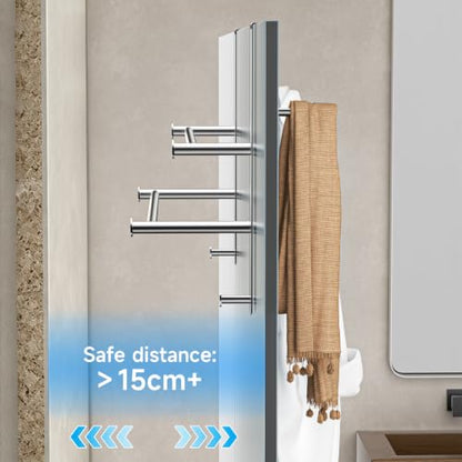 Frameless Glass Door Shower Towel Rack, Double Bar, 8 Hooks, Silver Steel | Drill-free Bathroom Towel Rack with Silent Scratch-free Pads, Ample Storage, Heavy Duty, Waterproof, Rustproof & Easy Setup