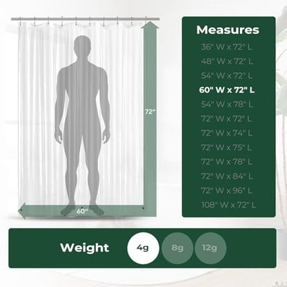 Clear Shower Curtain Liner with Side Suction Cups, Premium PEVA Plastic Shower Liner with 3 Magnets, Waterproof Bathroom Curtain, 60 x 72, Clear - color: 1. Clear, size: 60"W x 72"L (Pack of 1)
