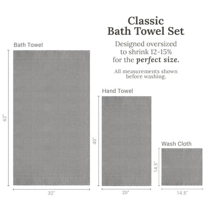 GILDEN TREE Waffle Towel Set Quick Dry Thin | 2 Bath Towels | 2 Hand Towels | 2 Washcloths, Classic Style (Pewter) - color: Pewter, size: Bath Towel Set