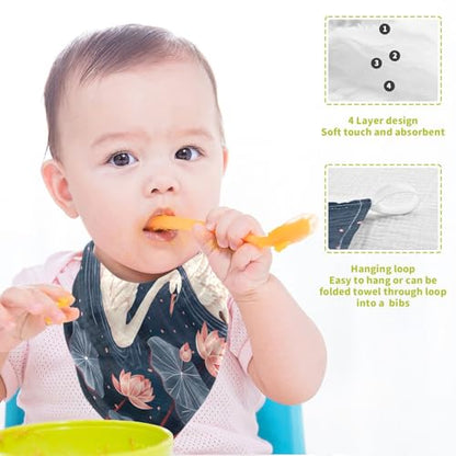 YETTASBIN Swan Muslin Baby Hand Washcloths, Soft Cotton Bath Face Towel, 4 Layers Extra Absorbent Feeding Burp Cloth for Newborn Infant, 5 Pack - size: 12 Inch x 5 Pack