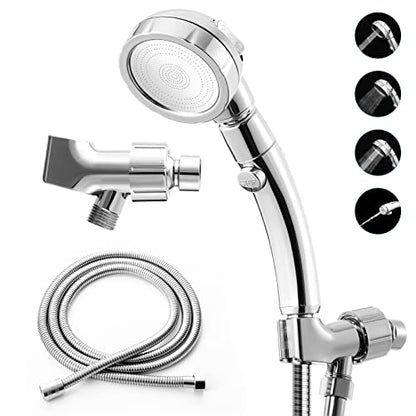 Marbrasse High Pressure Shower Head with Hose and Holder, 3-Settings Handheld Showerhead with Push Switch and Button to Control Water Flow for Saving Water,Removable Camper Shower Head - color: Shower Head with Hose and Holder