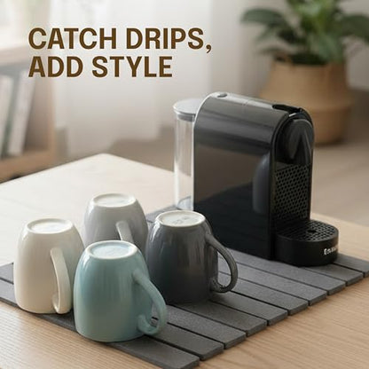 Stone Dish Drying Mat, 24 x 16 Inch Absorbent Diatomite Countertop Mat for Dishes, Cups, Bottles, Coffee Bar and Sink Area, Gray