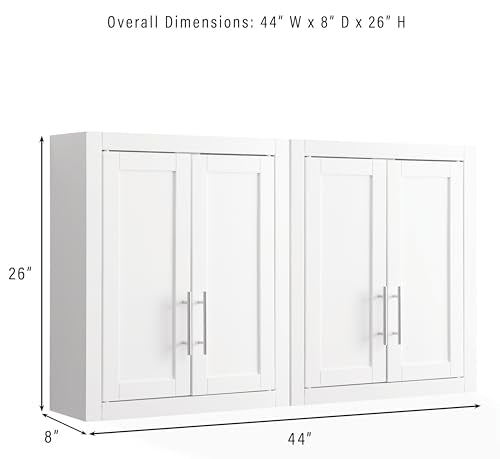 Crosley Furniture Savannah 2-Piece Wall Storage Cabinet, Cabinets for Laundry, Bathroom, Kitchen, White - color: White, style: 2-Piece Kitchen Cabinet